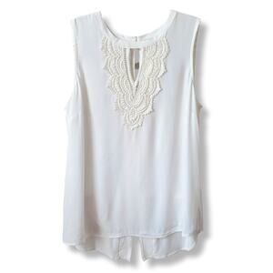 Pale Sky Women Ivory Sleeveless Blouse M Career Feminine Corporate Chic NEW